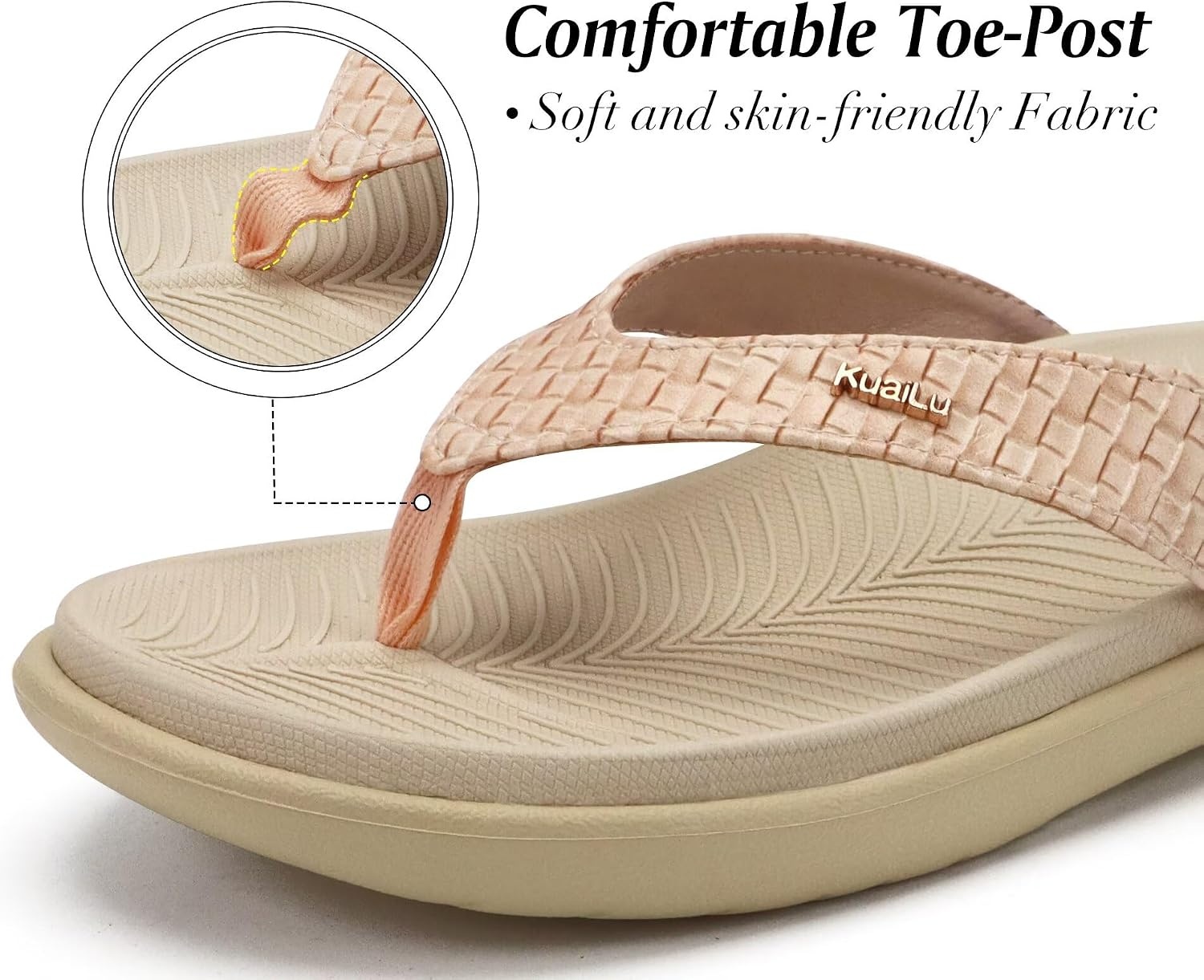 image:imageKuaiLu Womens Flip Flops Arch Support Yoga Mat Cushioned Thong SandalsWhite