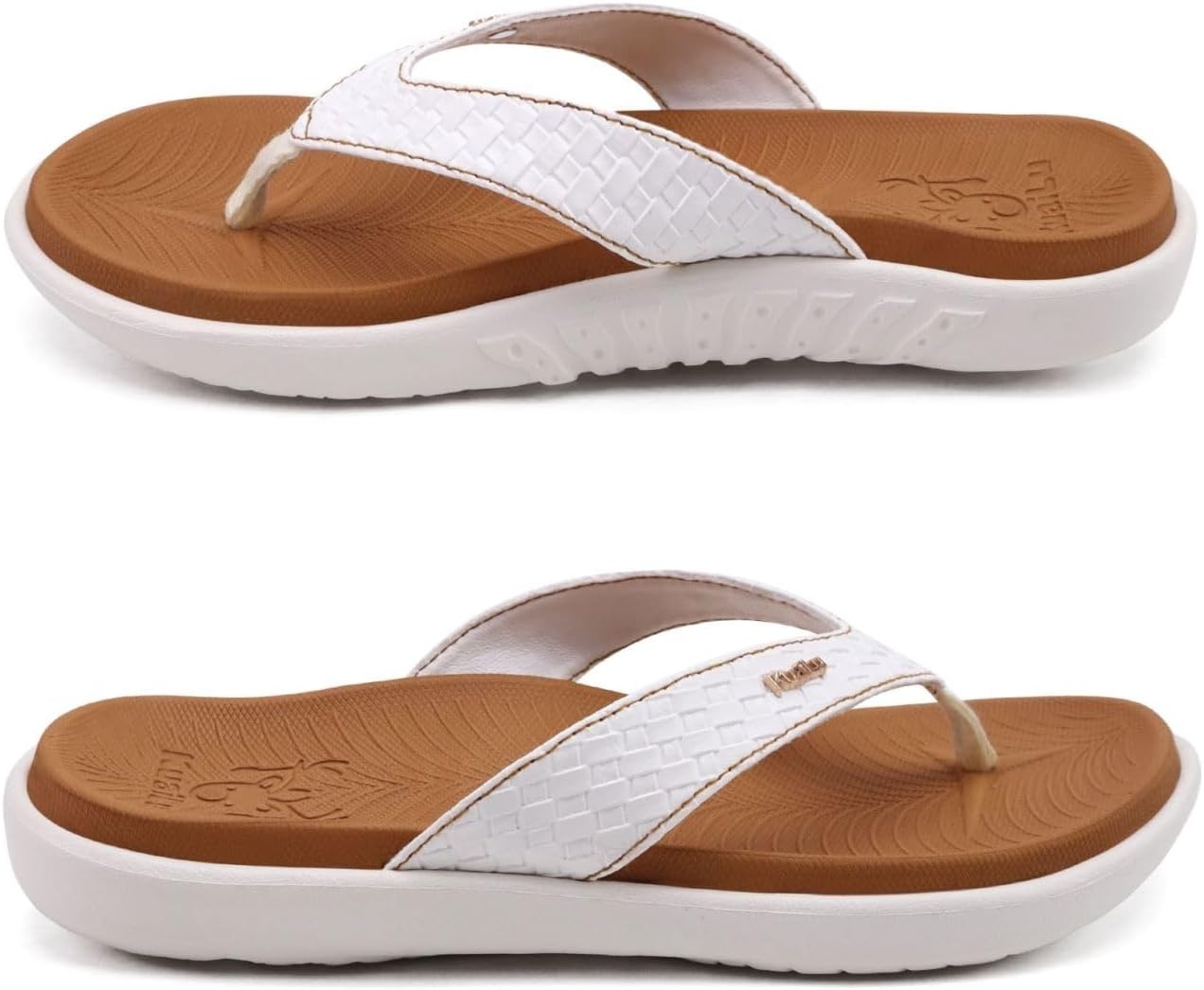 image:imageKuaiLu Womens Flip Flops Arch Support Yoga Mat Cushioned Thong SandalsWhite Khaki