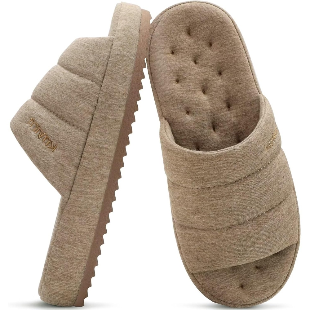 image:imageKuaiLu Cozy Memory Foam Slippers For Men  AllSeason Warm House ShoesApricot Yellow