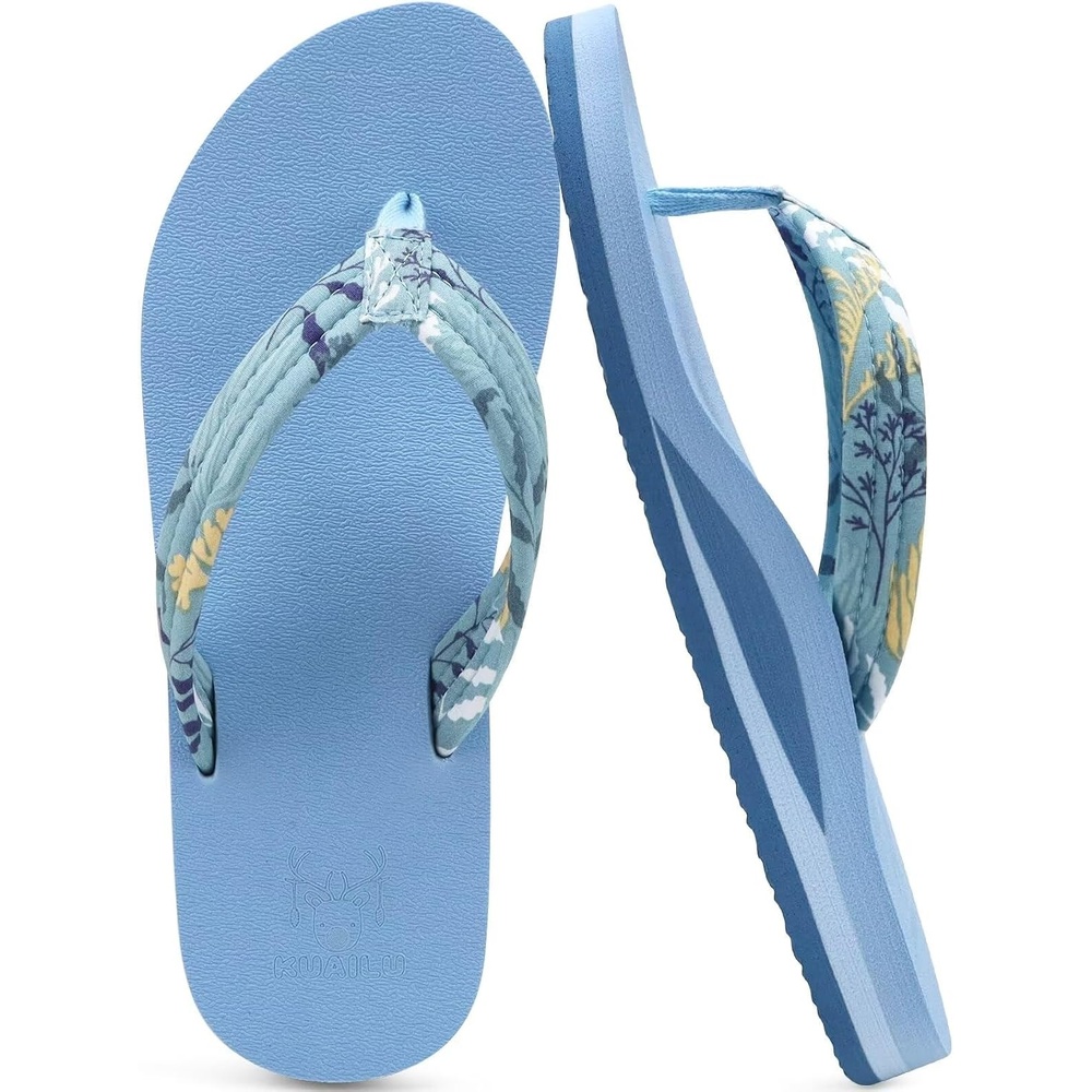 image:imageKuaiLu Flip Flops for Women with Arch Support Summer Beach Thong SandalsLight Blue