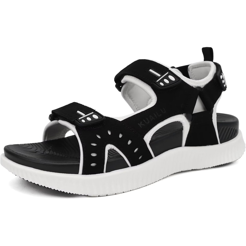 image:imageKuaiLu Mens Hiking Sandals with Orthopedic Arch Support FootbedBlack White