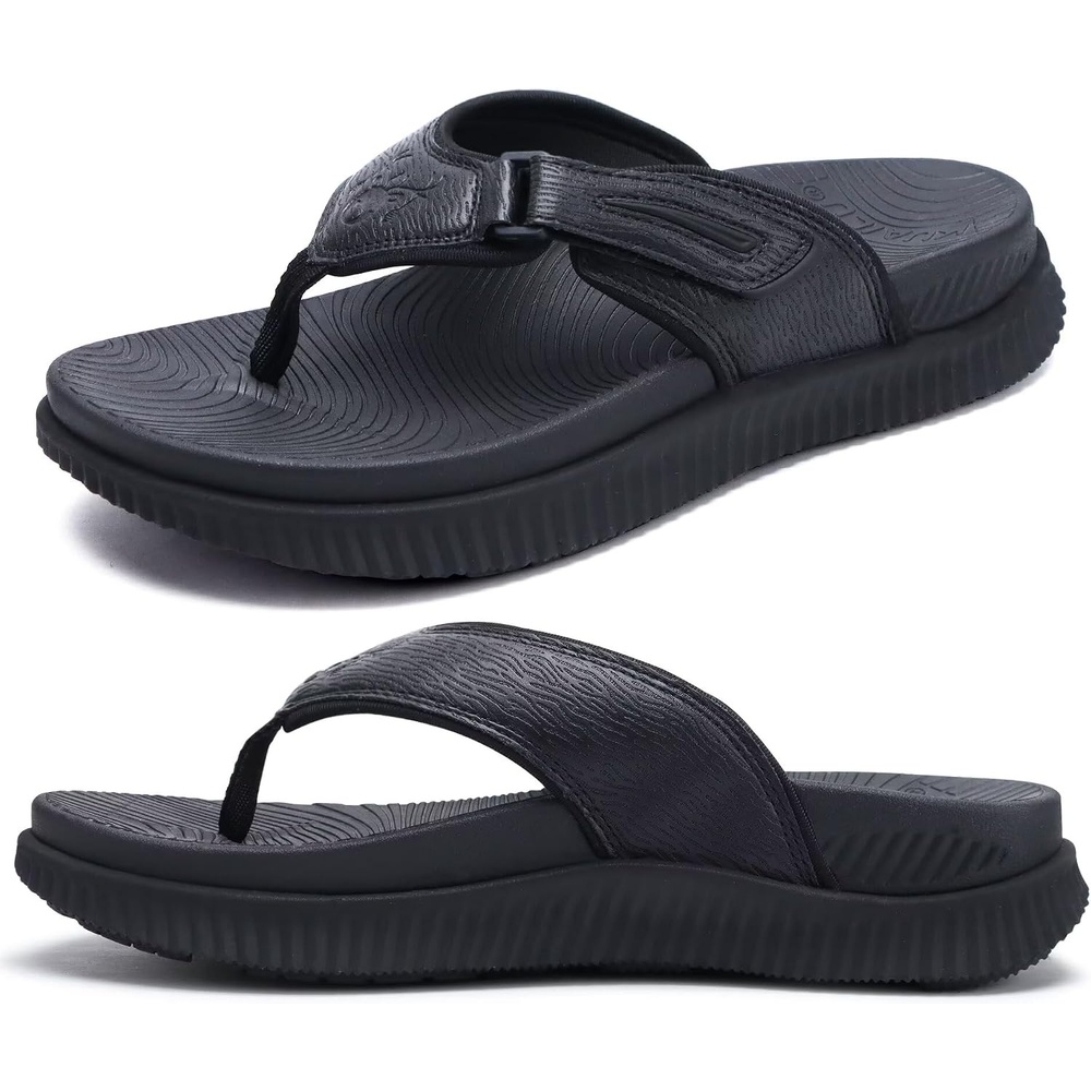 image:imageKuaiLu Mens Orthotic Cushion Flip Flops Athletic Recovery Walking SandalsBlack