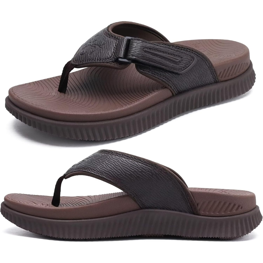 image:imageKuaiLu Mens Orthotic Cushion Flip Flops Athletic Recovery Walking SandalsDark Brown