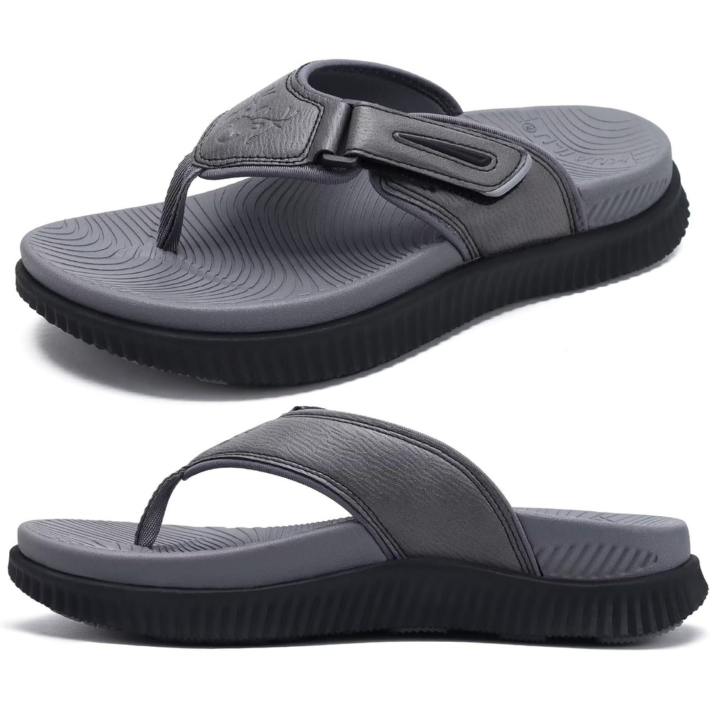 image:imageKuaiLu Mens Orthotic Cushion Flip Flops Athletic Recovery Walking SandalsGrey