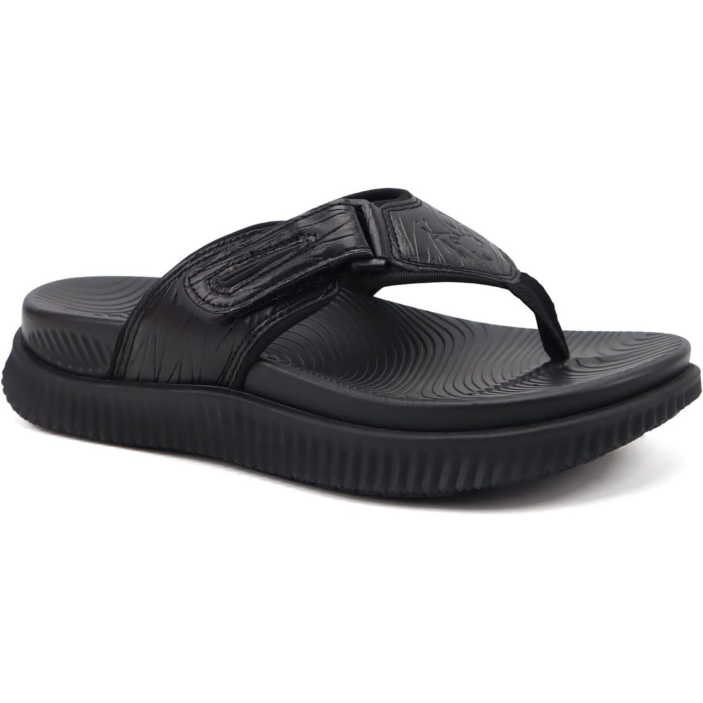 image:imageKuaiLu Mens Orthotic Cushion Flip Flops Recovery Walking Athletic SandalsAll Black