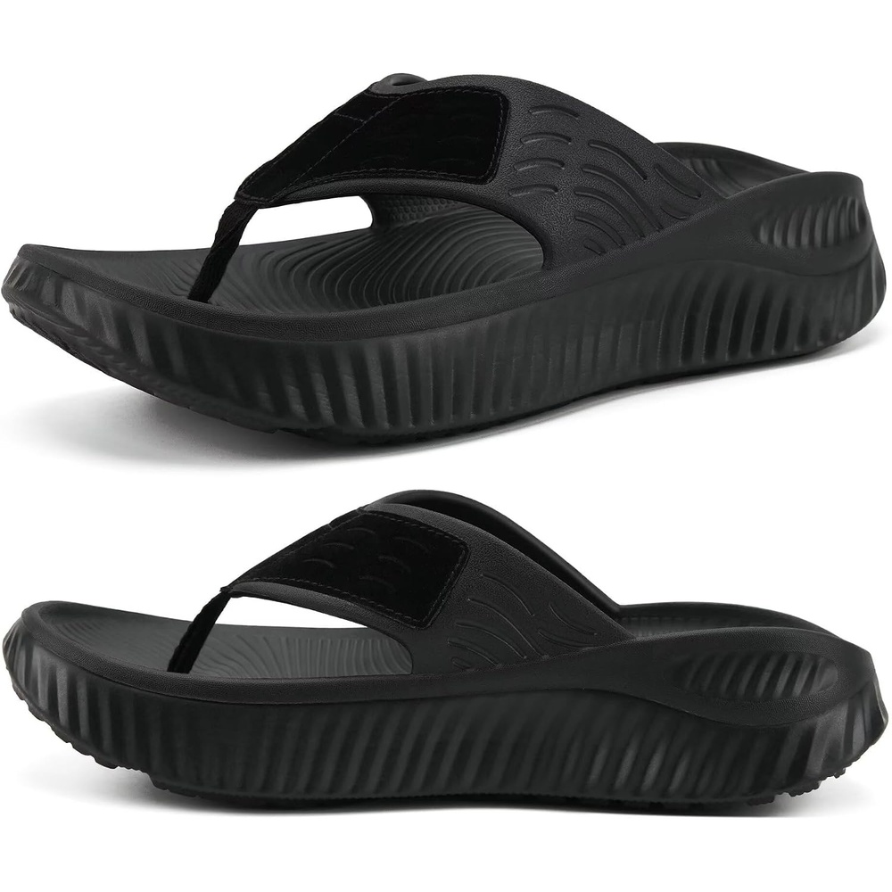 image:imageKuaiLu Recovery Flip Flops for Women Sport Thong SandalsAll Blackgo One Size Up