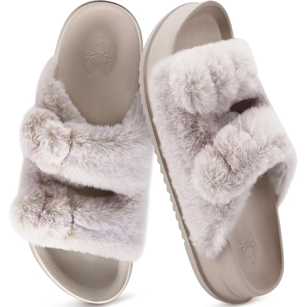 image:imageKuaiLu Womens Arch Support Slides Slippers Indoor Outdoor Casual OutfitsWhite Tip Dyeing