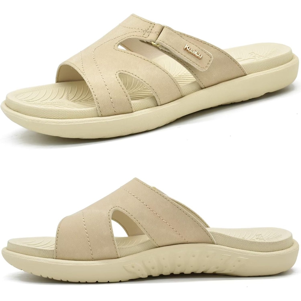 image:imageKuaiLu Womens Fashion Orthotic Slides Arch Support Slip On Walking SandalsBeige
