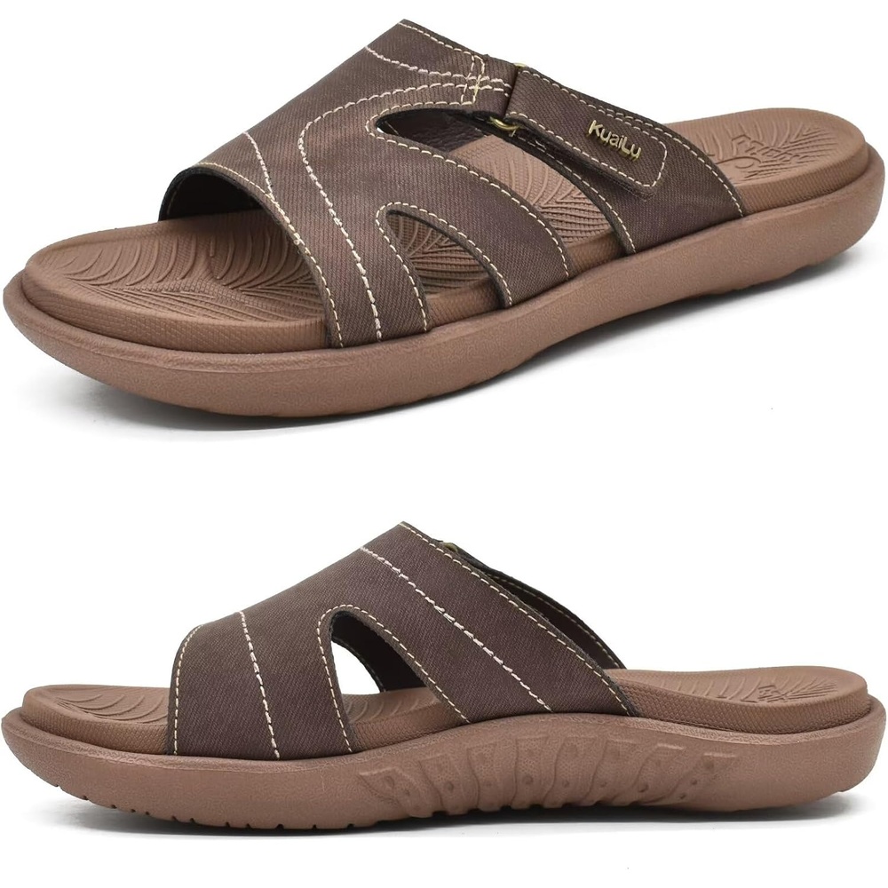 image:imageKuaiLu Womens Fashion Orthotic Slides Arch Support Slip On Walking SandalsBrown