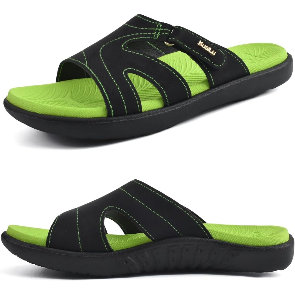 image:imageKuaiLu Womens Fashion Orthotic Slides Arch Support Slip On Walking SandalsGreen
