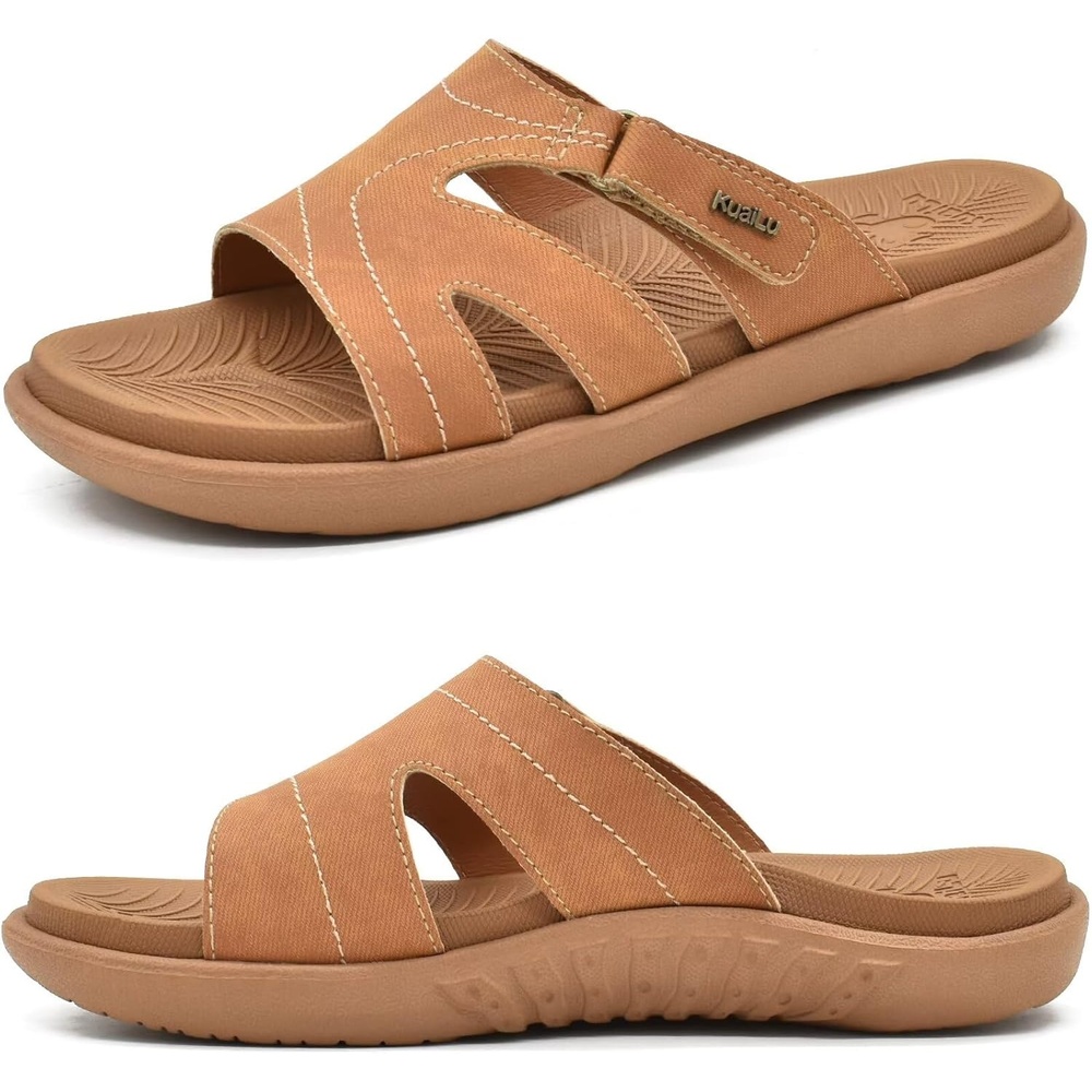 image:imageKuaiLu Womens Fashion Orthotic Slides Arch Support Slip On Walking SandalsKhaki