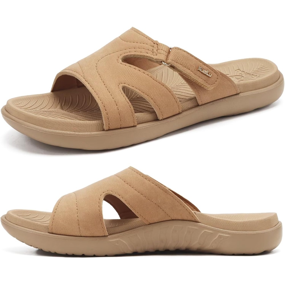 image:imageKuaiLu Womens Fashion Orthotic Slides Arch Support Slip On Walking SandalsNude