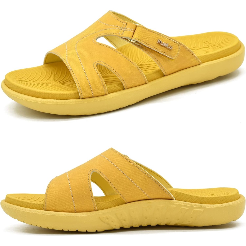 image:imageKuaiLu Womens Fashion Orthotic Slides Arch Support Slip On Walking SandalsYellow