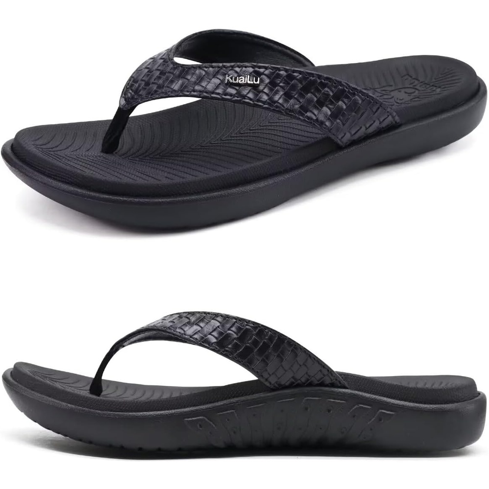 image:imageKuaiLu Womens Flip Flops Arch Support Yoga Mat Cushioned Thong SandalsBlack