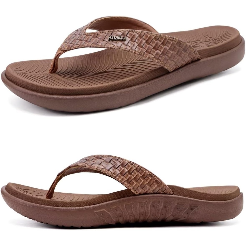 image:imageKuaiLu Womens Flip Flops Arch Support Yoga Mat Cushioned Thong SandalsCoffee Brown