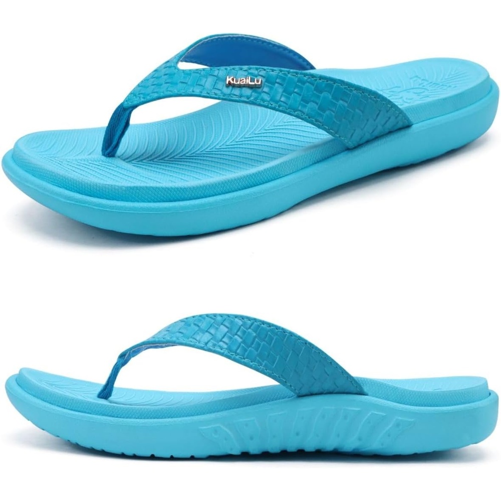 image:imageKuaiLu Womens Flip Flops Arch Support Yoga Mat Cushioned Thong SandalsPure Blue