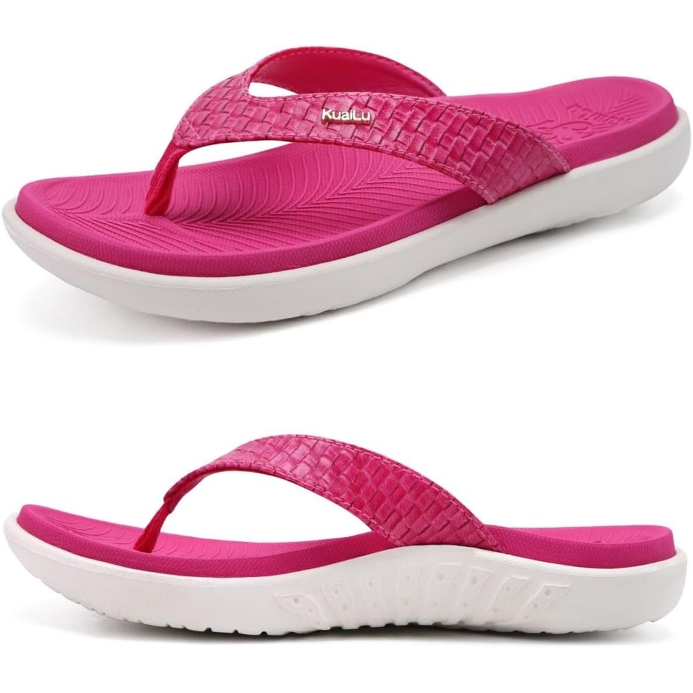 image:imageKuaiLu Womens Flip Flops Arch Support Yoga Mat Cushioned Thong SandalsRose White