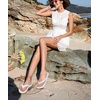 KuaiLu Flip Flops for Women with Arch Support Summer Beach Thong Sandals(All White)