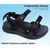 KuaiLu Mens Hiking Sandals with Orthopedic Arch Support Footbed(Black)