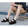 KuaiLu Mens Hiking Sandals with Orthopedic Arch Support Footbed(Black)