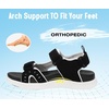 KuaiLu Mens Hiking Sandals with Orthopedic Arch Support Footbed(Black White)