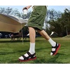 KuaiLu Mens Hiking Sandals with Orthopedic Arch Support Footbed(Black/Red)