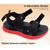 KuaiLu Mens Hiking Sandals with Orthopedic Arch Support Footbed(Black/Red)