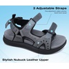 KuaiLu Mens Hiking Sandals with Orthopedic Arch Support Footbed(Grey)