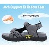 KuaiLu Mens Hiking Sandals with Orthopedic Arch Support Footbed(Grey)