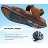 KuaiLu Mens Hiking Sandals with Orthopedic Arch Support Footbed(Khaki Brown)