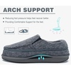 KuaiLu Mens Memory Foam Moccasin Slippers Arch Support Cushion Yoga Foam Fuzzy Zipper House Shoes with Indoor Outdoor Rubber Sole