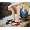 KuaiLu Mens Orthotic Cushion Flip Flops Athletic Recovery Walking Sandals(Red Black)
