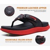 KuaiLu Mens Orthotic Cushion Flip Flops Athletic Recovery Walking Sandals(Red Black)