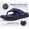 KuaiLu Men’s Orthotic Cushion Flip Flops Recovery Walking Athletic Sandals(Navy Blue)