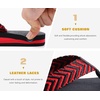 KuaiLu Mens Rubber Flip Flops with Comfortable Arch Support Summer Beach(Black/Red)