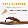KuaiLu Mens Rubber Flip Flops with Comfortable Arch Support Summer Beach(Brownish)