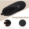 KuaiLu Mens Slippers Booties With Plush Lining Winter Warm House Shoes(All Black)