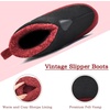 KuaiLu Mens Slippers Booties With Plush Lining Winter Warm House Shoes(Black-red)