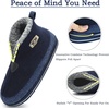 KuaiLu Mens Slippers Booties With Plush Lining Winter Warm House Shoes(Blue)