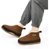 KuaiLu Mens Slippers Booties With Plush Lining Winter Warm House Shoes(Khaki)