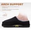 KuaiLu Mens Slippers Orthopedic Arch Support Suede Fluff Plush Home Shoes(Black)