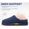 KuaiLu Mens Slippers Orthopedic Arch Support Suede Fluff Plush Home Shoes(Blue)