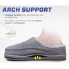KuaiLu Mens Slippers Orthopedic Arch Support Suede Fluff Plush Home Shoes(Grey)