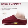 KuaiLu Mens Slippers Orthopedic Arch Support Suede Fluff Plush Home Shoes(Red)