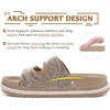 KuaiLu Womens Bling Sandals with Arch Support Orthopedic Rhinestones Slides(Beige)
