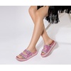 KuaiLu Womens Bling Sandals with Arch Support Orthopedic Rhinestones Slides(Pink)