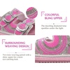 KuaiLu Womens Bling Sandals with Arch Support Orthopedic Rhinestones Slides(Pink)