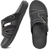 KuaiLu Womens Fashion Orthotic Slides Arch Support Slip On Walking Sandals(Black)
