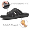 KuaiLu Womens Fashion Orthotic Slides Arch Support Slip On Walking Sandals(Black)