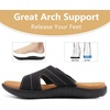 KuaiLu Womens Fashion Orthotic Slides Arch Support Slip On Walking Sandals(Black Khaki)